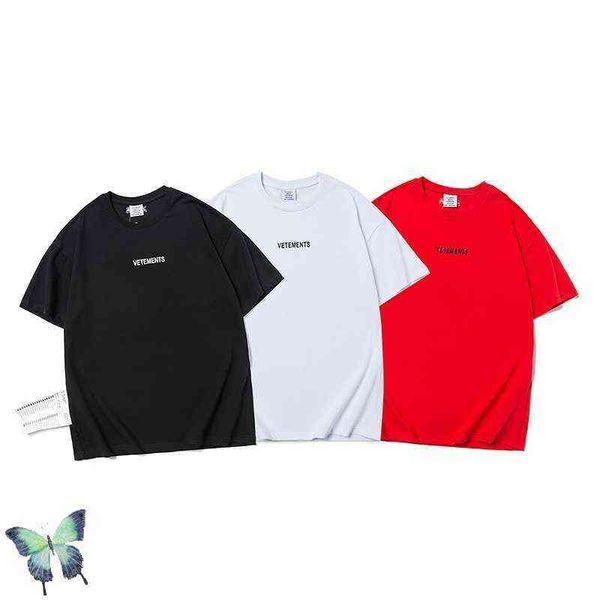 New Summer Vetent Laser Rction T-shirt Uomo Donna Moda Casual T Shirt 100% cotone VETENTS T-shirt 22H0816