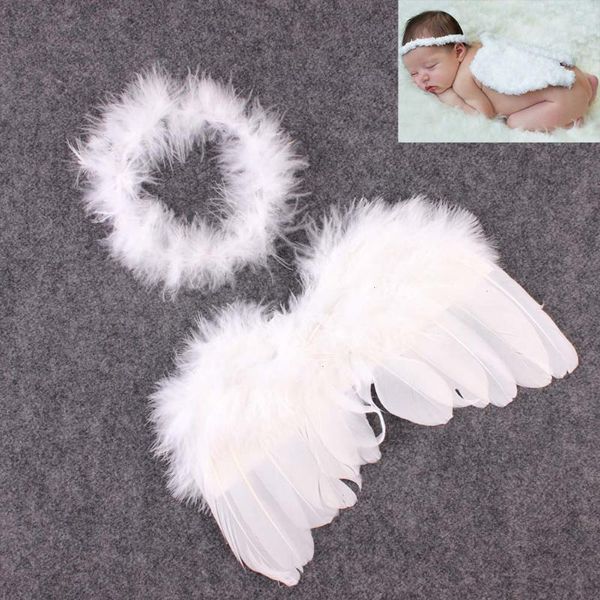 

newborn pgraphy props caps white angel wings baby ps feather girls hair accessories for kid, Yellow