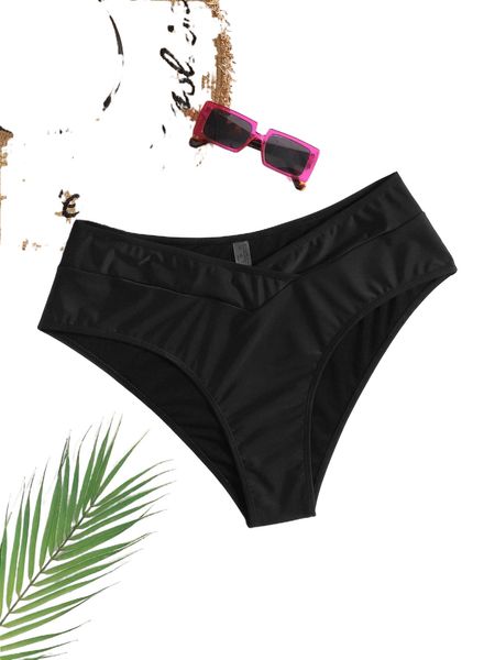 

plus surplice high cut bikini bottom d0z0#, Black