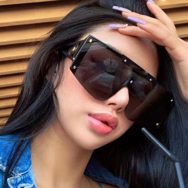 

est design thick square frame oversized sunglasses women brand large flat sun glasses men trendy punk eyewears uv 220623, White;black