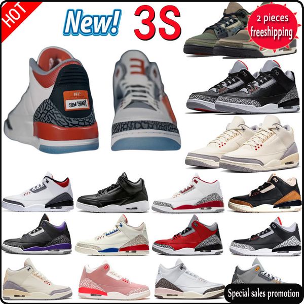 

2023 new iii 3 men 3s women basketball shoes slim shady muslin oreo white cement black cat cardinal red man sport sneakers trainers true