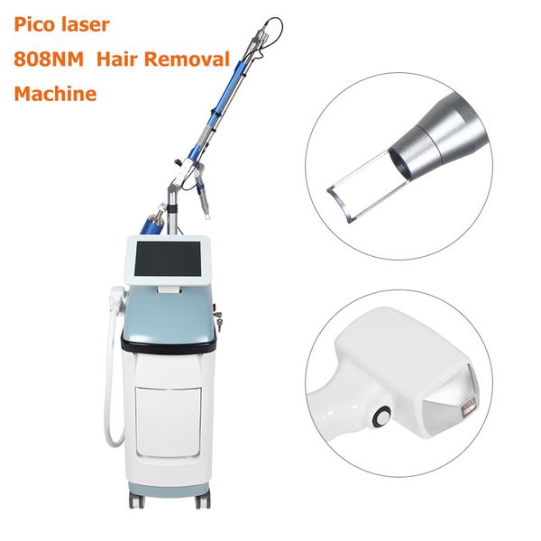 2 IN 1 Professionelle 532 755 1064 nm Pico-Sekunden-Laser-Tattooentfernungsmaschine, Picolaser-Pigmentierungsbehandlung, Entfernung von Sommersprossen, 808 NM Laser-Haarentfernung