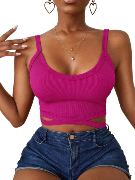 

cutout rib knit tank s2vp#, White