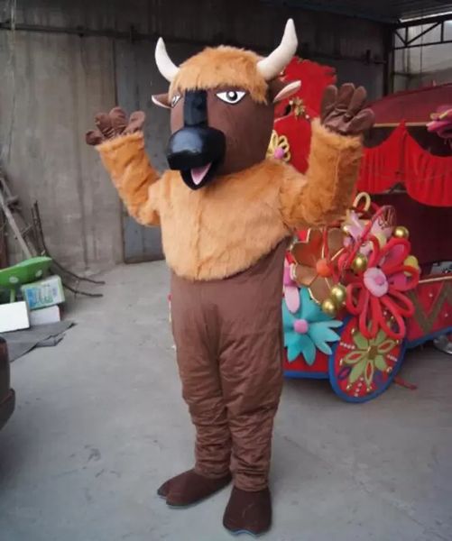 

brown cow mascot costumes halloween fancy party dress cartoon character carnival xmas easter advertising birthday party costume outfit, Red;yellow