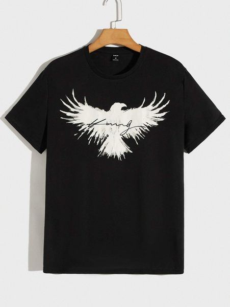 

men eagle and letter graphic tee j3mf#, White;black