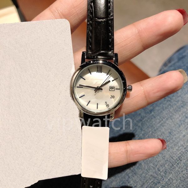 

2022 luxury ladies watch imported quartz movement mineral glass mirror fashion exquisite leather strap, Slivery;brown