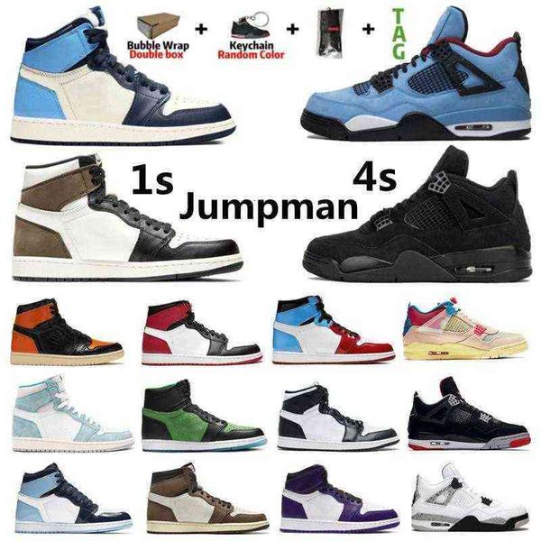 

university blue 1 1s hype royal unc mens basketball shoes obsidian sail black cat bred 4 4s white cement what the guava ice women, Black;white