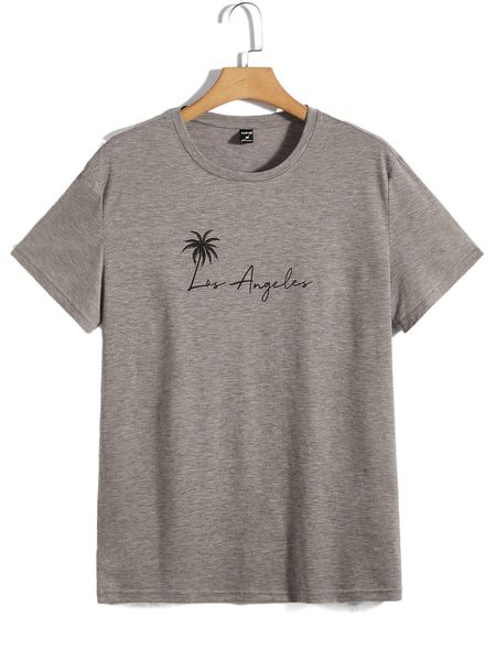 

men coconut tree & letter graphic tee d0e4#, White;black