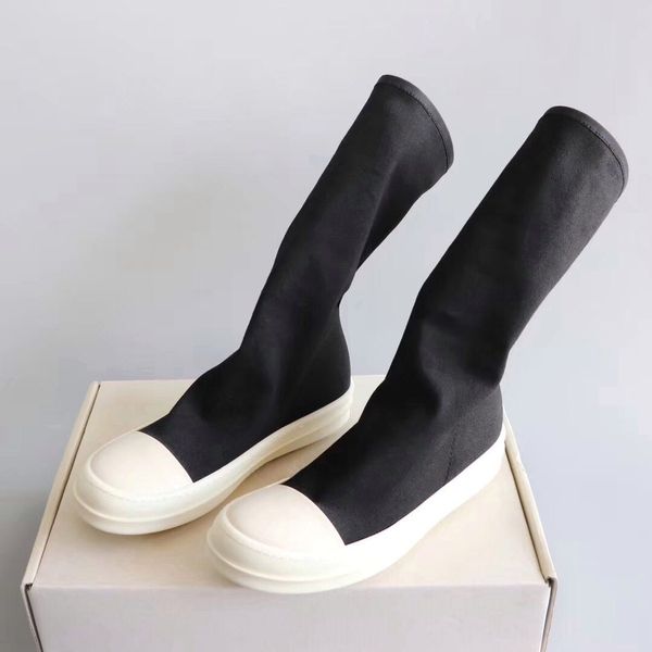 

high street high tpu sole elastic canvas sock boots, Black
