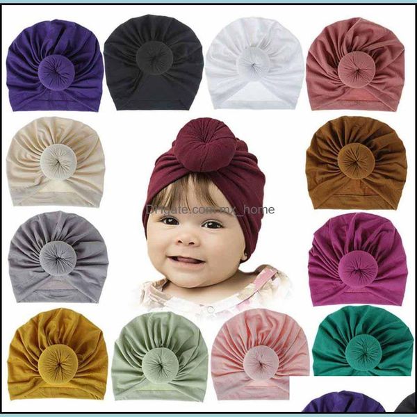 Acess￳rios para cabelos 18 cores crian￧as rec￩m -nascidas crian￧as crian￧as menino menino menina turbante chap￩u de gorro de algod￣o inverno quente tampa macia de n￳ s￳lido dhgtj