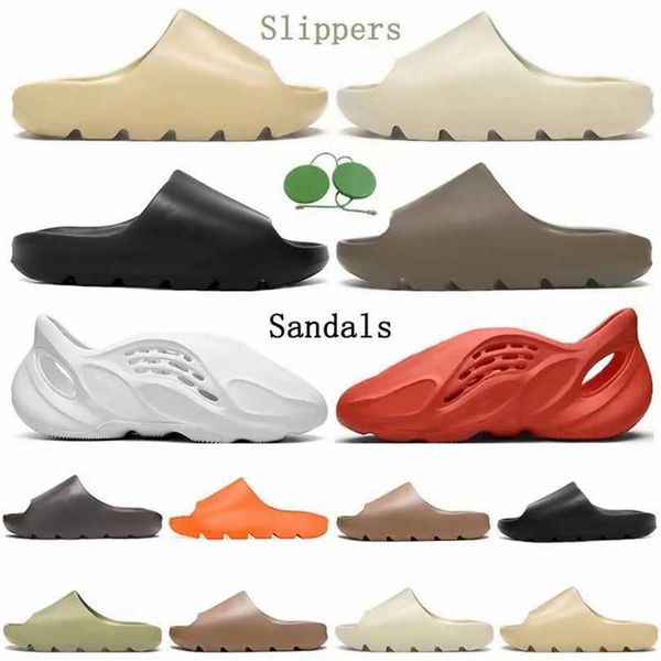 

2022 news designer comfortable slides slide slipper earth brown mxt moon grey slippers cream yellow women mens sandals soot core s220n, Black
