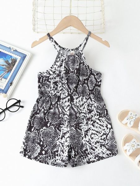 

toddler girls snakeskin print halter romper she, Blue
