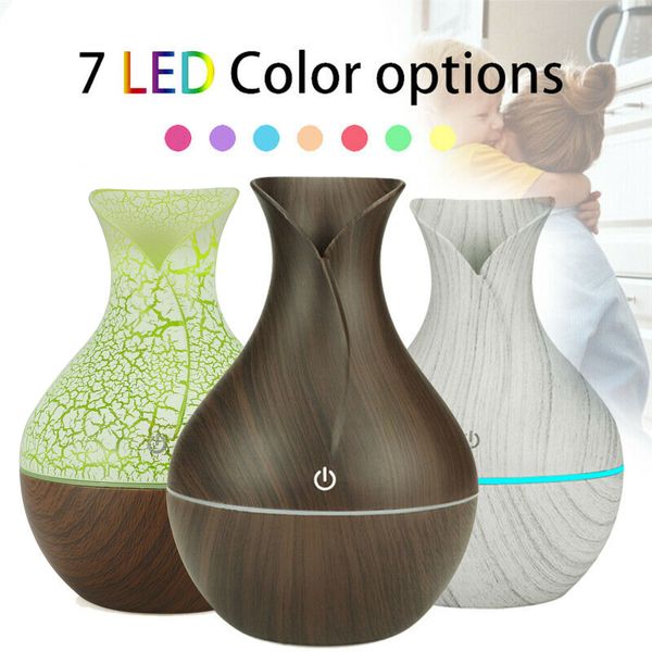 Altre servries per la casa 130 ml LED Essenziale Diffusore Umidificatore USB Aromaterapia Vaso di grano in legno Aroma 7 Colori Luci per la lampada a led casa elettrica