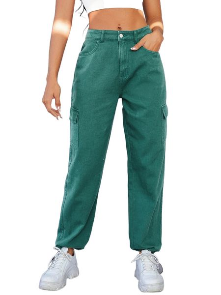 

zipper fly solid cargo jeans h8io#, Blue