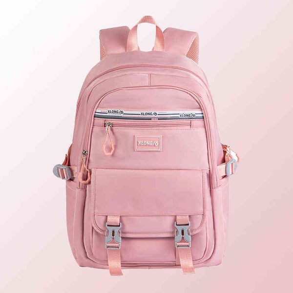 2022 New School Bags Grande Capacidade Mochila Estudante Nylon Moda Menina Faculdade Luxo Luxo Livro Saco Estilo Preppy AA220316