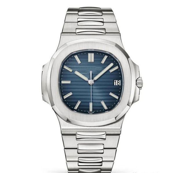 

watches waterproof watch men mechanical automatic watches 5711 cal.324 movement silver strap blue stainless steel mens 40mm transparent