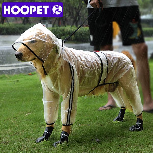 Hoopet Pet Rain Capa Puppy de quatro pés de peito com capuz de pelúcia de pelúcia de pelúcia de pelúcia de cachorro chove para animais y200917