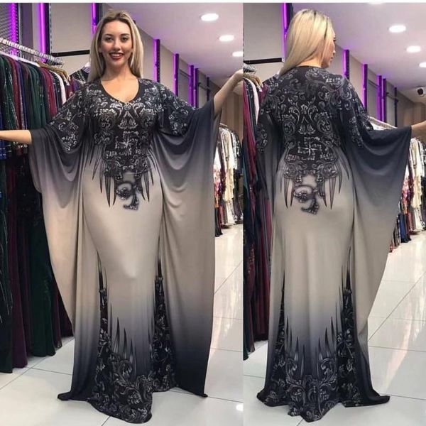 Abiti casual Abbigliamento africano per le donne Abito stampato Slim scollo a V Manica a pipistrello Abito lungo sexy Elegante Party Night Lungo Mujer VestidosCas