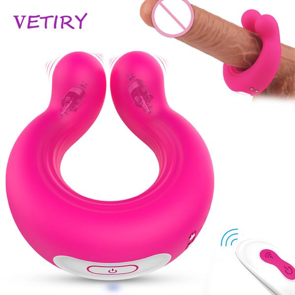 Anello vibrante per pene pene G-Spot vibratore a doppia testa telecomando stimolazione clitoridea giocattoli sexy per adulti per uomini donna coppia