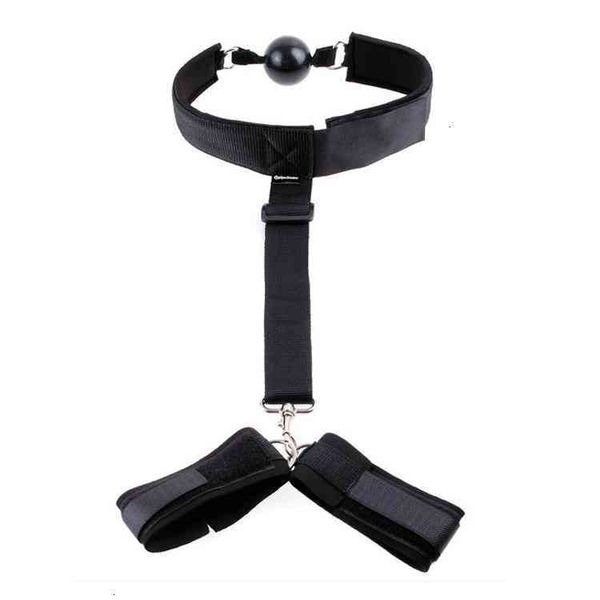 Vibratore Giocattoli sessuali Massaggiatore Giocattoli Bondage Fornitori adulti Negozio Altro y Sm Prodotti Cbt Manette in pelle con collare a bocca Palla Gioco schiavo Bdsm 8CCO