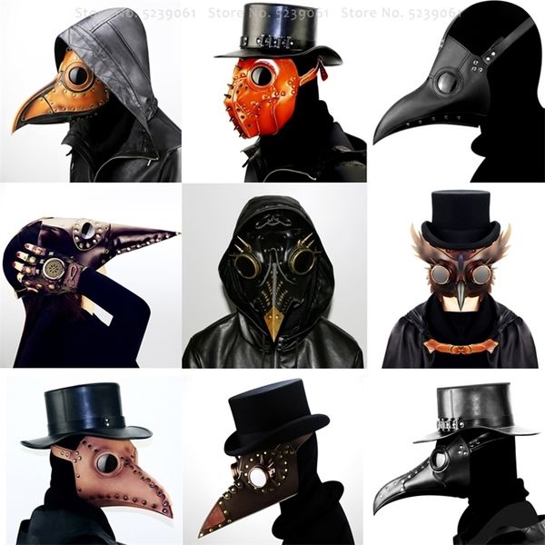Cadılar Bayramı Masquerade Crow Palyaço Şeytan Korku Maskeleri Gotik Steampunk Veba Doktoru Schnabel Partisi Headgear Korkunç Cosplay Kostümleri T200703