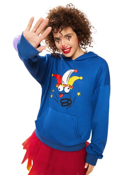 

cartoon graphic kangaroo pocket sweatshirt y3jd#, Black