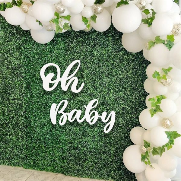 Oh Baby Sign per Baby Shower Adesivi murali in legno First 1 One 1st Birthday Party Decorazioni Baby Shower Boy Girl Party Decor 220527