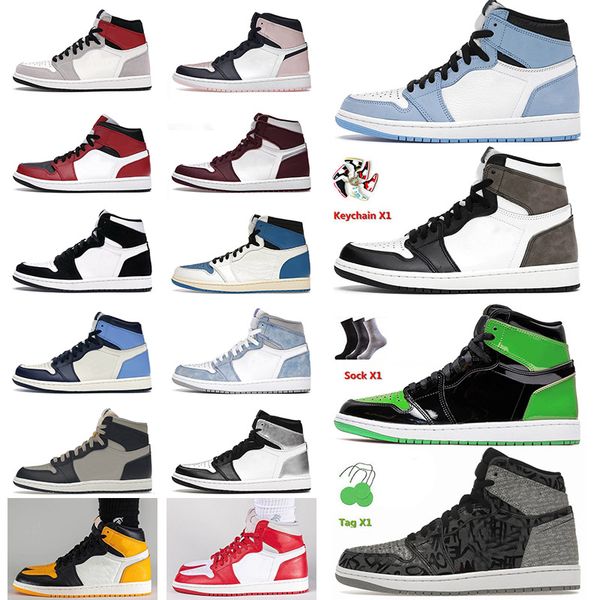 

2022 arrival mens basketball jumpman shoes 1s high dark mocha university blue patent green rebellionaire jordan 1 retro trainers sneakers si