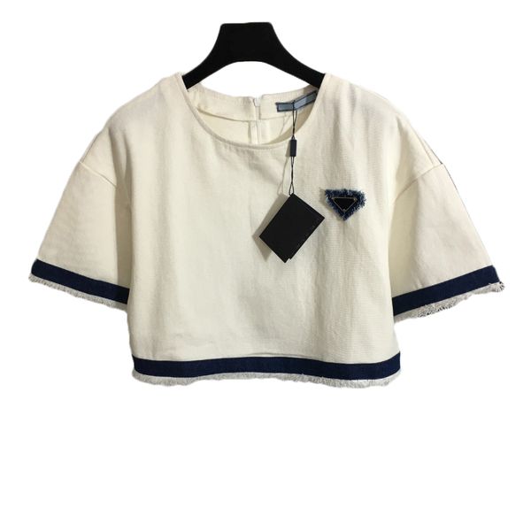 

summer street style t shirt designer ladies tassel tees metal triangular tee, White