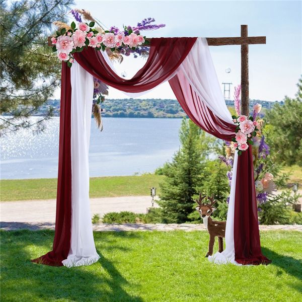 Decoração de casamento arco dramas de chiffon tecido drapeing cortina de cortina de cortina de cortina de recepção de recepção de decoração de decoração de arco arco fio