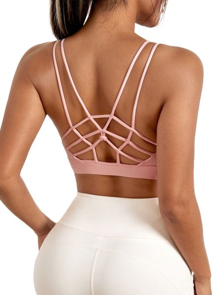 

criss cross back sports bra v9gl#, Gray