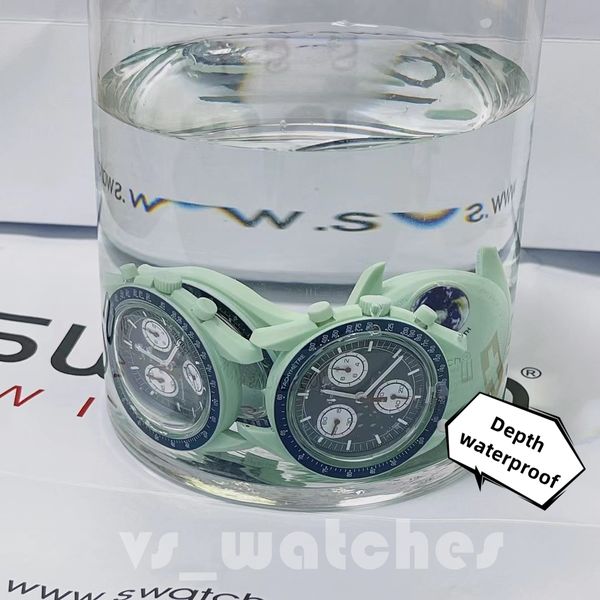 

2022ss moonswatch quarz chronograph mens watch mission to mercury 42mm black nylon super luxury watch james montre de luxe limited edition m, Slivery;brown