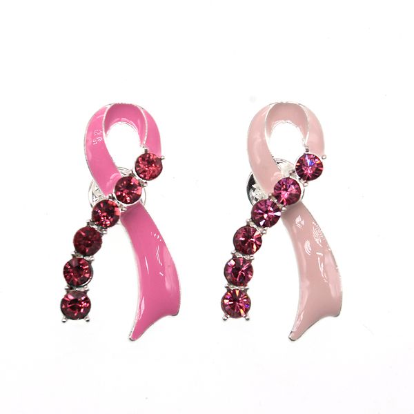 10 Pz/lotto Rosa Smalto Strass Spille a Forma di Nastro Consapevolezza Del Cancro Al Seno Medica Farfalla Spilli Per Infermiera Accessori