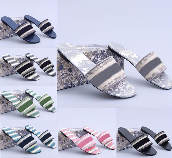 

2022 woman slippers paris stripes fashion double layer sandals flat beach shoes outdoor travel tory slip bag sandal slipper summer c2, Black