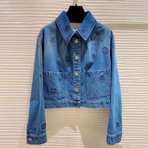 

women's c fily xiaoxiang high edition early spring embossed cellia denim coat, fashionable and versatile, nanyou stall, Black