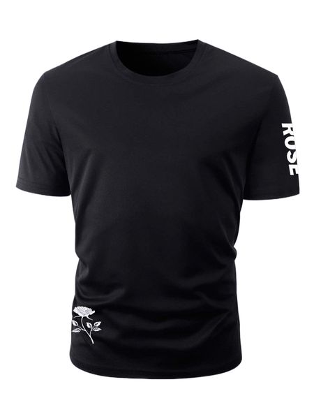 

men rose & letter graphic tee d3rf#, White;black