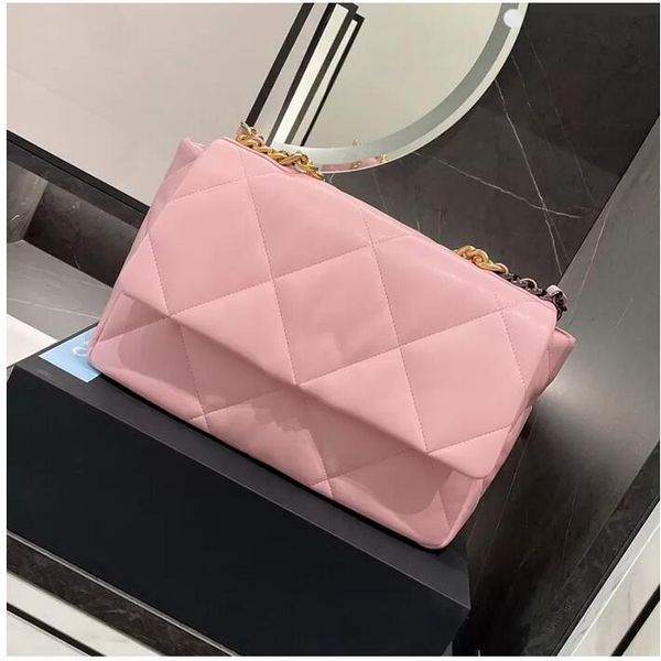 

ladies luxury designer jumbo 19 bag crossbody classic flap large capacity shopping double chain quilted shoulder lambskin trendy tote bag