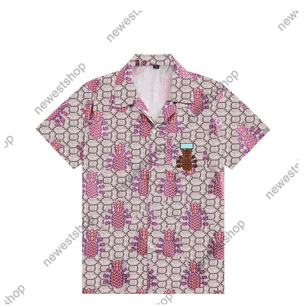 

2022 europe mens shirts paris designer luxury men fruit print casual shirt cool hip hop short sleeve classical letter printing designers tee, White;black