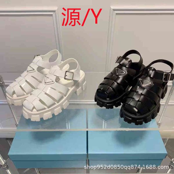 

sandals p home triangular standard thick bottom gear increased baotou hollowed out roman sandals women's summer muffin, Black
