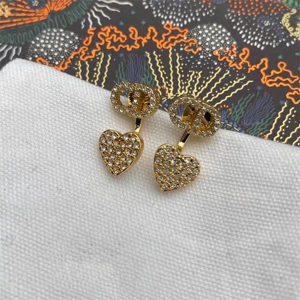 

love full diamond type earrings women's advanced design heart-shaped earrings, Golden