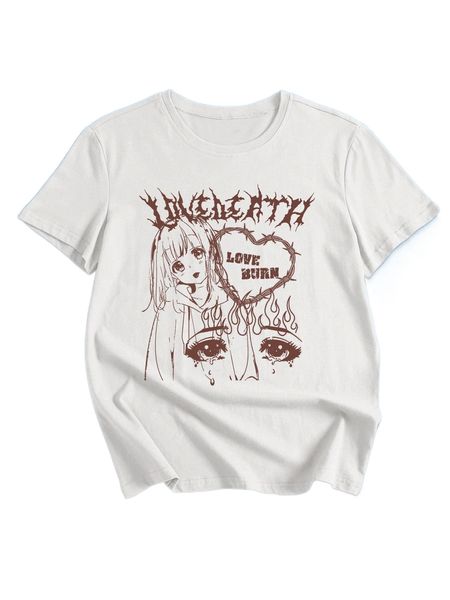 

romwe x aak figure letter graphic tee z0k1#, White