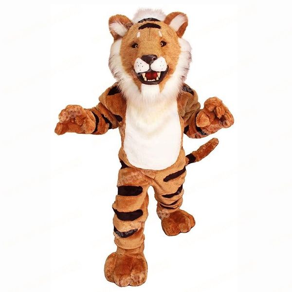 Costume da mascotte tigre di Halloween Vestito da festa di Natale di alta qualità Vestito da personaggio dei cartoni animati Vestito da carnevale unisex per adulti