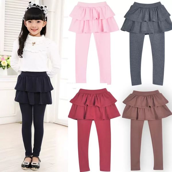 

girls fake two pieces skirt pants 2020 autumn spring baby leggings boutique kids clothes children trousers tights 7 colors, Blue