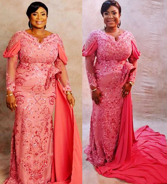 

2022 plus size arabic aso ebi mermaid lace prom dresses long sleeves evening formal party second reception birthday engagement gowns dress z, Black