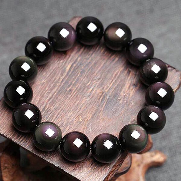 5a Double Rainbow Eye Obsidian Energy Bracelets for Men Women Cura Balance de oração Pulseira de pulseira Jóias de pedra Nature Stone