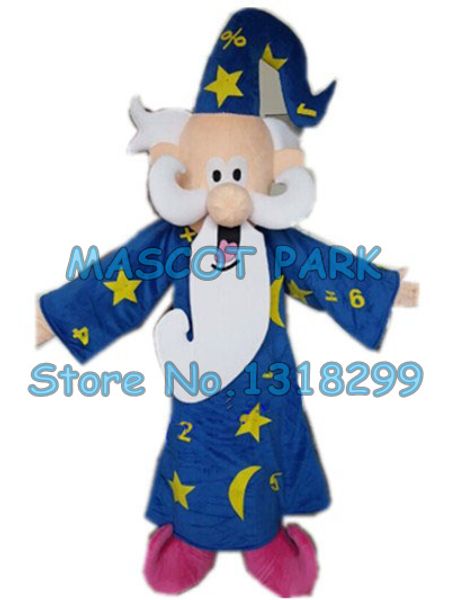 Mascote boneca traje clássico casaco azul mago mascote traje de mascote tamanho adulto desenhos animados mágico santa cláusula mascotte fantasia vestido carniva