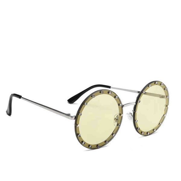 

2018 round diamond encrusted sunglass women's decorative street pgraphy fashion show sunglass 852, White;black