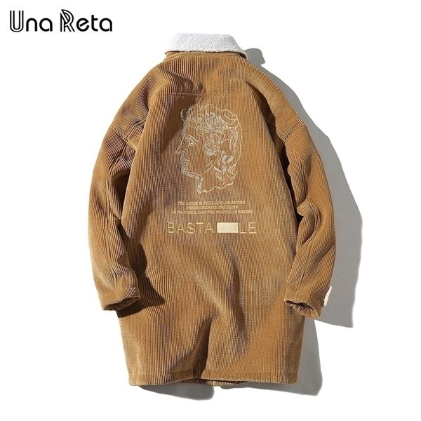 

una reta winter long jacket coats men casual male parka jacket mens plus size 4xl corduroy thick warm jacket coats man 201116, Black