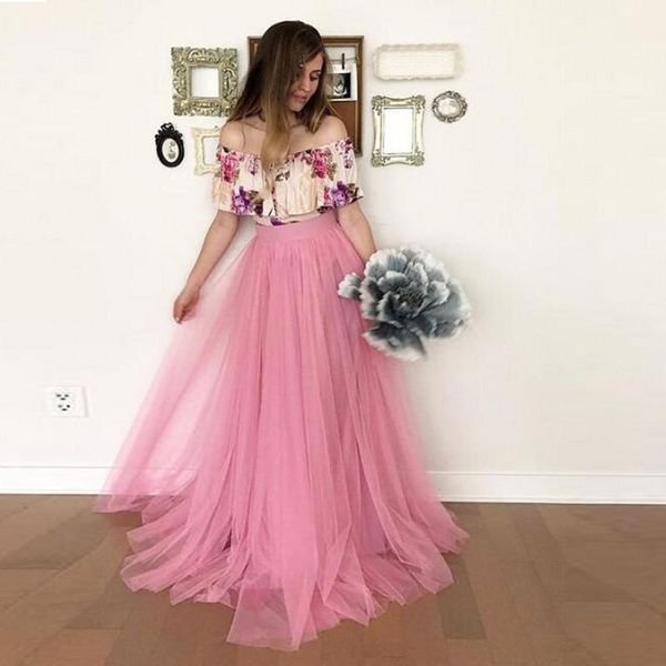 Gonne Puffy Lungo Tulle Delle Donne 2022 Femminile Rosa di Lunghezza Del Pavimento Gonna Tutu Per La Sposa Poshoot Custom Made Di Natale Saias