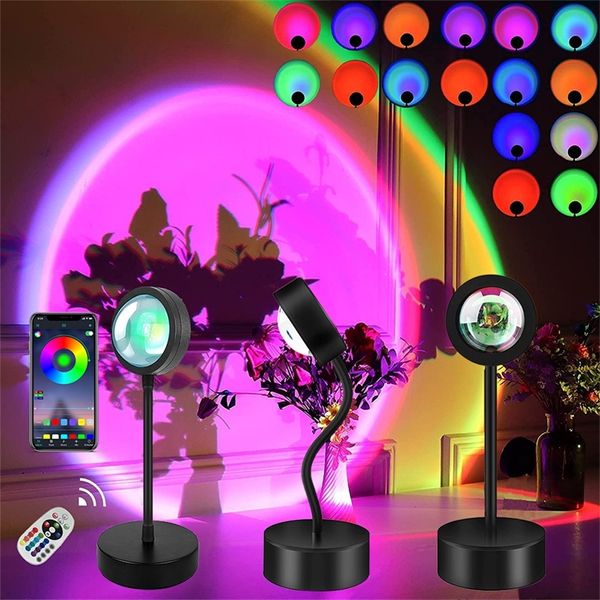 Sunset Projector Lâmpada Night Light para Living Roombarcafe Bedroom DecorationMeditatitationyogapográfico Decoração de Halloween 220527